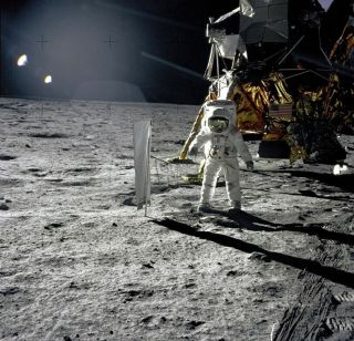 Aldrin Next To Solar Wind Experiment Moonwalk Evas Apollo 11 12x12 Photograph