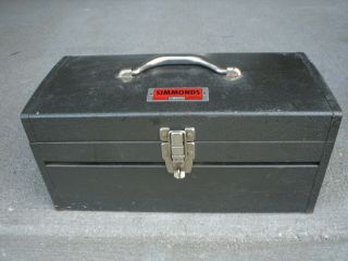 Vintage Simmonds Model 50051 Heavy Duty Metal Tool Box W Lift Out Tray Lockable