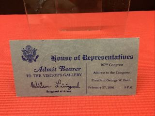 2001 President George W.  Bush First State Of The Union Address Ticket