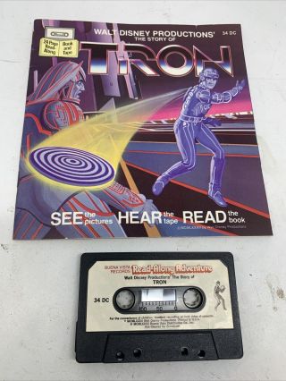 Vintage 1980s Walt Disney The Story Of Tron 24 Page Read Along Book With Tape