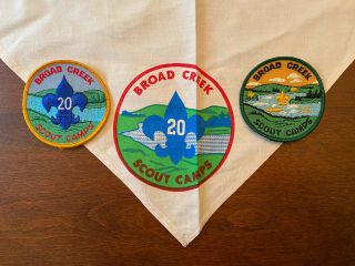 Rare 20 Vintage Broad Creek Boy Scout Camp Neckerchief & Patches Bsa Ca.  1965 - 67
