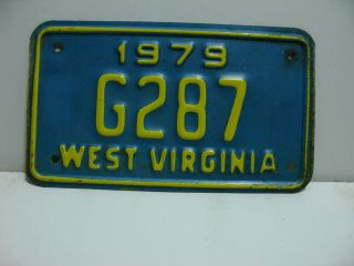 1979 West Virginia License Plate Motorcycle G287 Vintage As4071