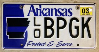 Arkansas Police Protect & Serve Specialty License Plate Lo Bpgk