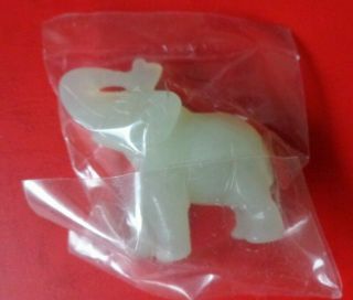 Chinese Green Jade Carved Elephant Small Figuerine (in Presentation Case)