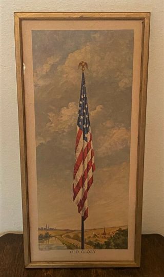 Vintage 1942 Old Glory American Flag Print From Painting By C.  A.  Sherman