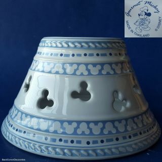 Disney Gourmet Mickey Mouse Ceramic Candle Jar Shade/lid/topper.  Blue & White