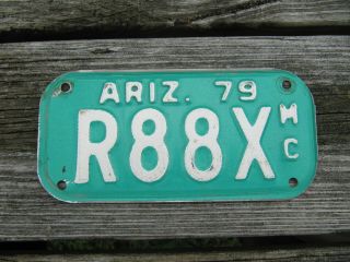 1979 Arizona Turquoise Motorcycle License Plate Az R88x Motor Cycle Mc