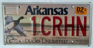 Arkansas Ducks Unlimited License Plate 1crhn Expired 2018
