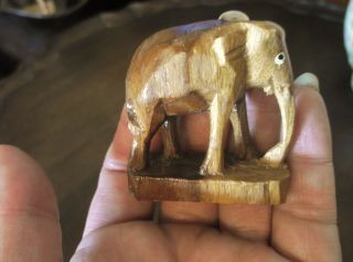 Collectable Vintage Teak Wooden Carved Elephant 2 " Small On Base Mount