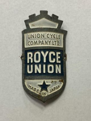 Vintage Royce Union Bicycle Head Badge Emblem