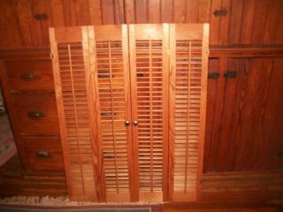 Pair 40 " Tall X 31 " Wide Wood Interior Louver Plantation Window Shutters Vtg 2