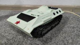 Vintage Ussr Military Tank Btr Plastic Toy With Battery Operated Remote Control.