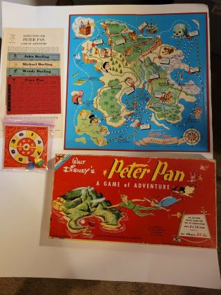 Vtg 1953 Walt Disney Peter Pan Neverland A Board Game Of Adventure By Transogram
