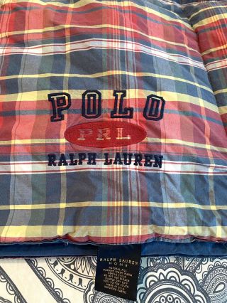 Vintage Ralph Lauren Full Queen Down Comforter Plaid Red Yellow Blue Polo
