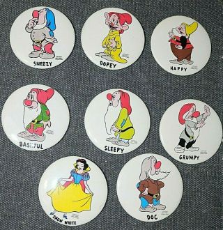 Walt Disney Snow White And The Seven Dwarfs Pinback Buttons