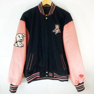 Vintage 90’s Jeff Hamilton Betty Boop Pink Varsity Jacket Reversible Sz Xl Usa