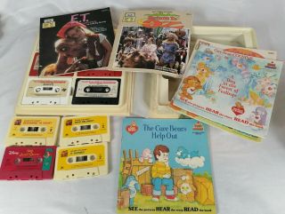 ✨vintage Walt Disney Et & Care Bears Take - A - Tape Read - Along Cassette Books Case✨