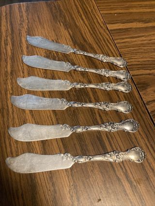 6 Silver Plate Individual Butter Knife 1835 R.  Wallace A1