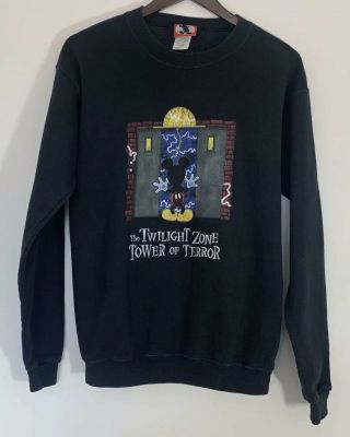 Vintage Mickey Mouse Tower Of Terror Twilight Zone Crewneck Sweatshirt Disney Xl