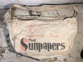 Vintage 50s Baltimore Sun Sunpapers Paperboy Canvas Newspaper Delivery Bag Tote