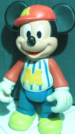 Disney Mickey Mouse Vintage Collectible Baseball Player Uniform 12 " Rubber Toy