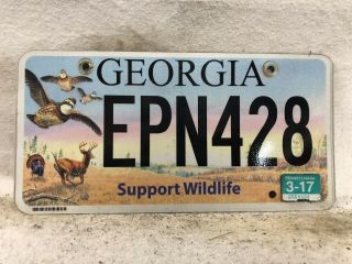 2017 Georgia Support Wildlife Bobwood Quail And Deer License Plate