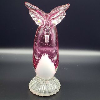 Vintage Murano? Hand Blown Art Glass Owl Vase Bullacante Large 10 "