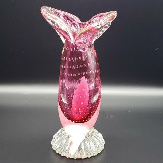 Vintage Murano? Hand Blown Art Glass OWL Vase Bullacante Large 10 