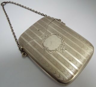 Decorative English Antique 1909 Sterling Silver Chatelaine Card Case