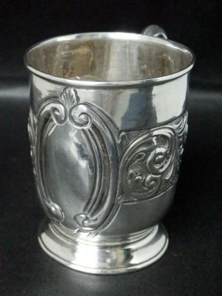 Rare Antique Edwardian Solid Sterling Silver Tankard Mug Rococo Design Bir 1904