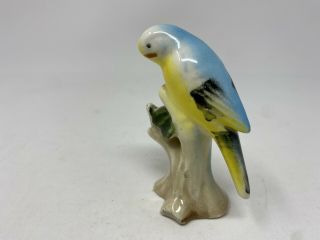 Vintage Ceramic Glossy Yellow Blue Bird Figurine Tree Branch Ceramic Home Decor