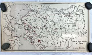 Vintage Contra Costa County & Bay Cities (san Francisco Bay Area) California Map