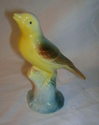 Vintage Yellow Bird On A Branch Figurine Hand Painted Ceramic Porcelain Japan