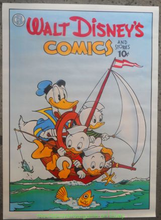 Donald Duck Sailboat Commercial Poster 1986 N.  22x33 Inch Carl Barks Artwork