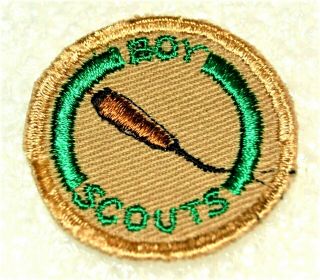Red Awl Boy Scout Leather Worker Proficiency Award Badge Tan Cloth Troop Large