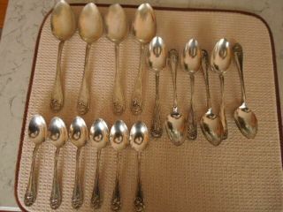 Antique Community Silver Triple Plus 1904 Fleur De Luce 16 Spoons