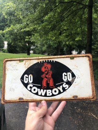 1970s Oklahoma State Cowboys Football Booster License Plate Souvenir Rare