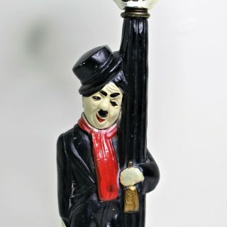 vintage Charlie Chaplin bar lamp chalkware hobo light drunk leaning on lamp post 3