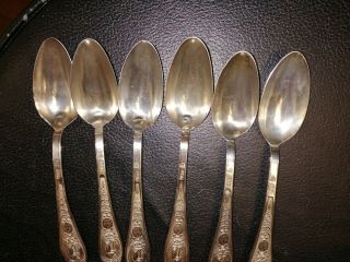 6 Unusual Antique 1822 Silver Tea Spoons With A Lady With Anchor With A Date On