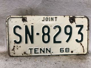 Vintage 1968 Tennessee Joint License Plate