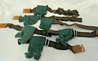 6 Vintage Boy Scout Sock Garters With Green Tassels Tabs 1950 - 60s