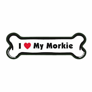 I Love My Morkie Dog Bone Car Magnet
