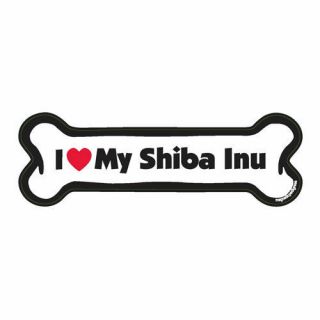 I Love My Shiba Inu Dog Bone Car Magnet