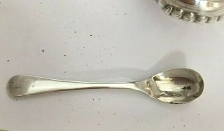 Antique Edwardian Sterling Silver Mustard Pot & Spoon 1903 3