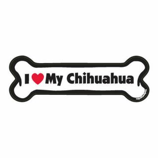 I Love My Chihuahua Dog Bone Car Magnet