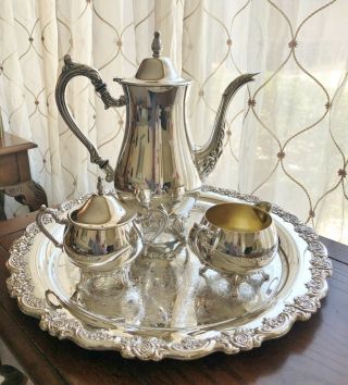 Vintage Oneida Silverplate Tea Coffee Service 4 Piece Set Ol Made In Usa