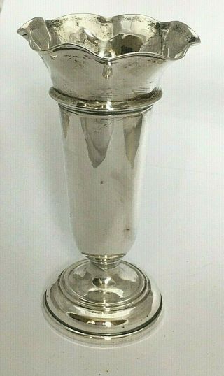 Small Vintage Sterling Silver Flower Bud Vase 1925