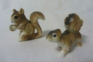 Vintage Hi Style Brown Squirrels Set Of 2 Bone China Miniature Figurines