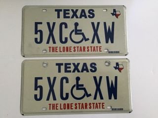 Pair 2000 Texas Handicapped License Plate Tag Disabled