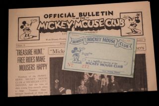 Walt Disney Mickey Mouse Club Membership Card,  Official News Bulletin 1932 2005